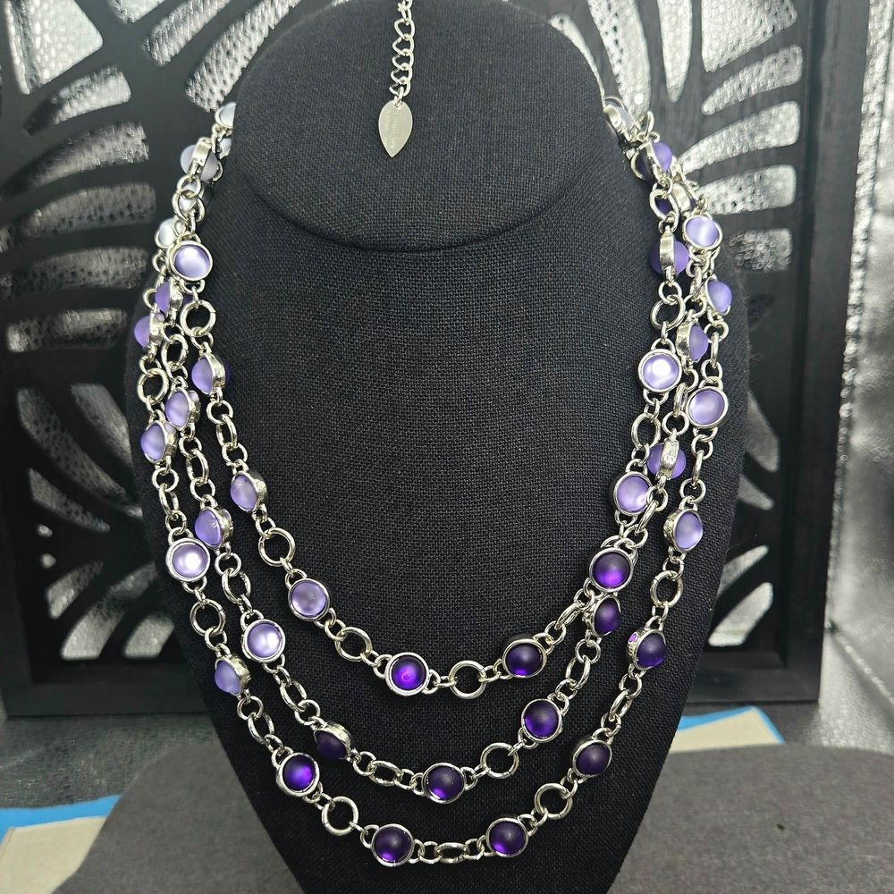 Coldwater Creek Silver Necklace/Bracelet Set with Purple Accents